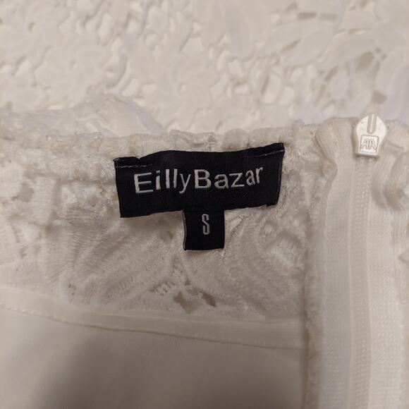Eilly Bazar White Floral Crochet Lace Dress Small (FLAW) Coquette Fairy - Picture 7 of 11